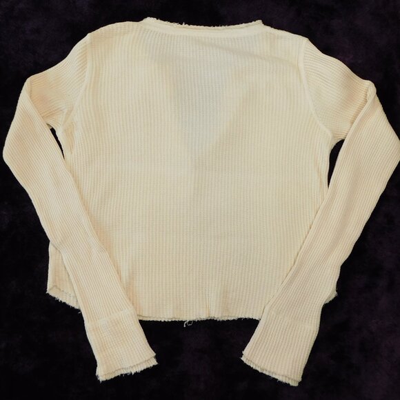 Free People One Colt Long Sleeve Henley | Waffle Thermal | Cream | VGUC | Large - Picture 4 of 8